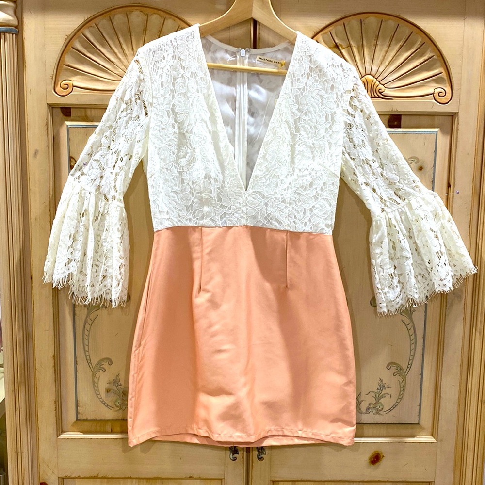 Mustard Seed Lace Plunge Dress